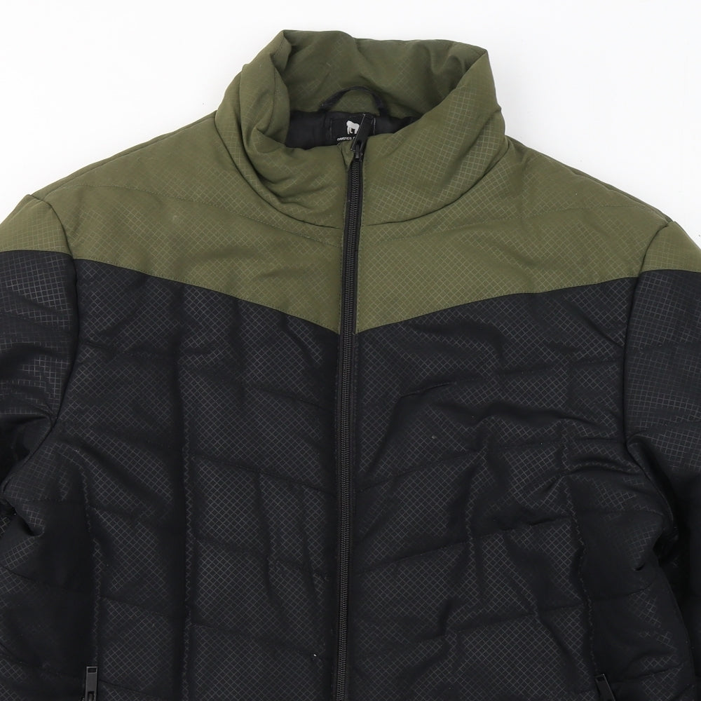 Twisted Gorilla Mens Black   Puffer Jacket Coat Size M  Zip