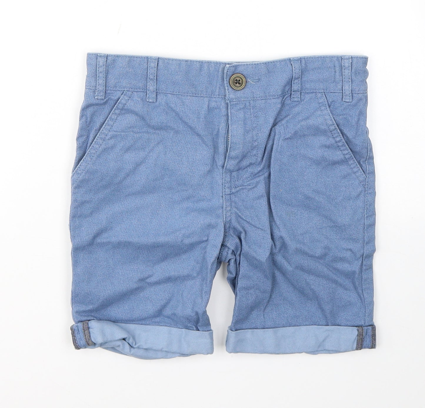 F&F Boys Blue  Cotton Cropped Trousers Size 7-8 Years  Regular Button