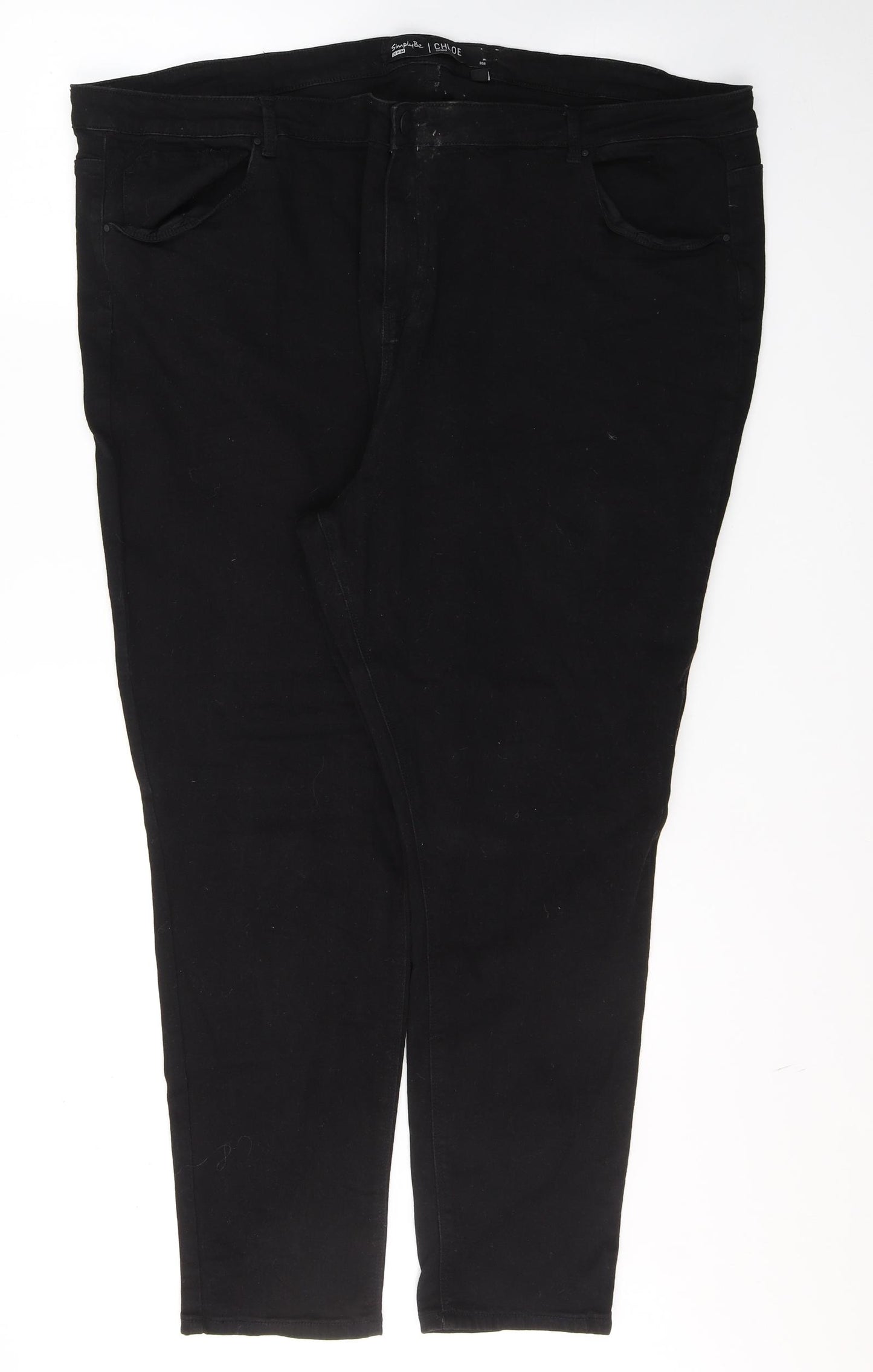 Simply Be Womens Black  Cotton Skinny Jeans Size 30 L27 in Regular Button