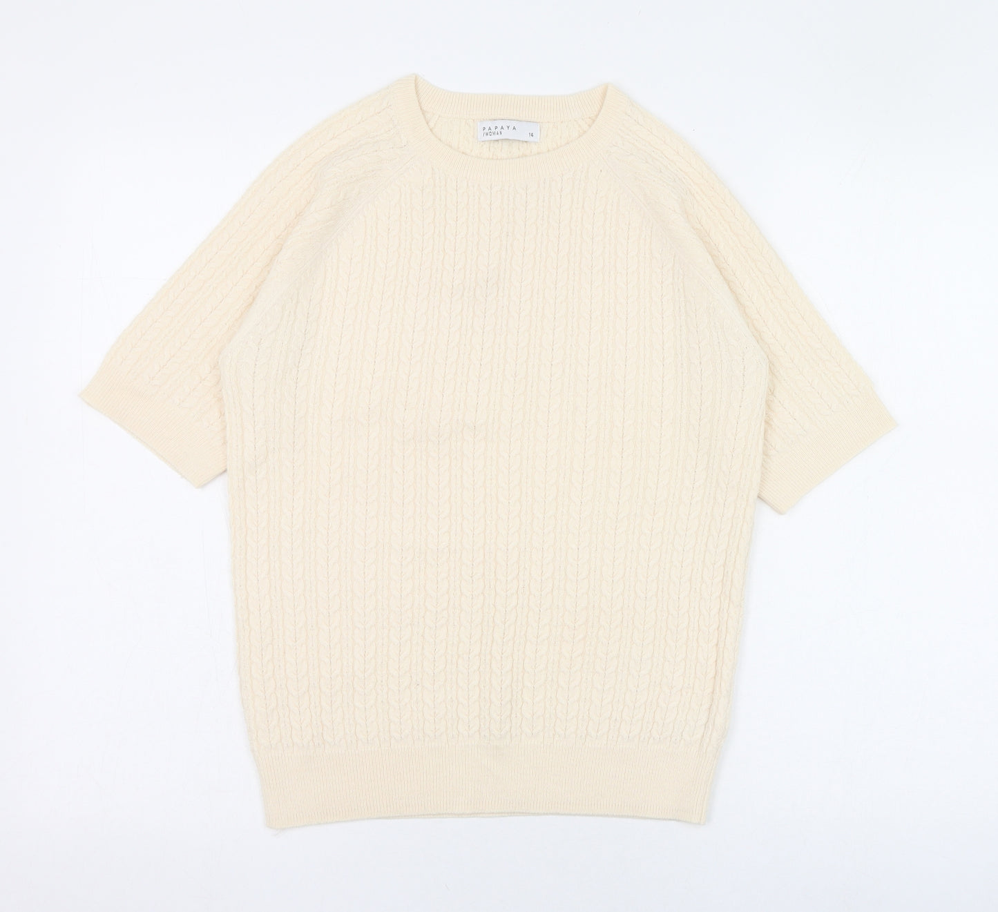 Papaya Womens Ivory Roll Neck  Acrylic Pullover Jumper Size 14