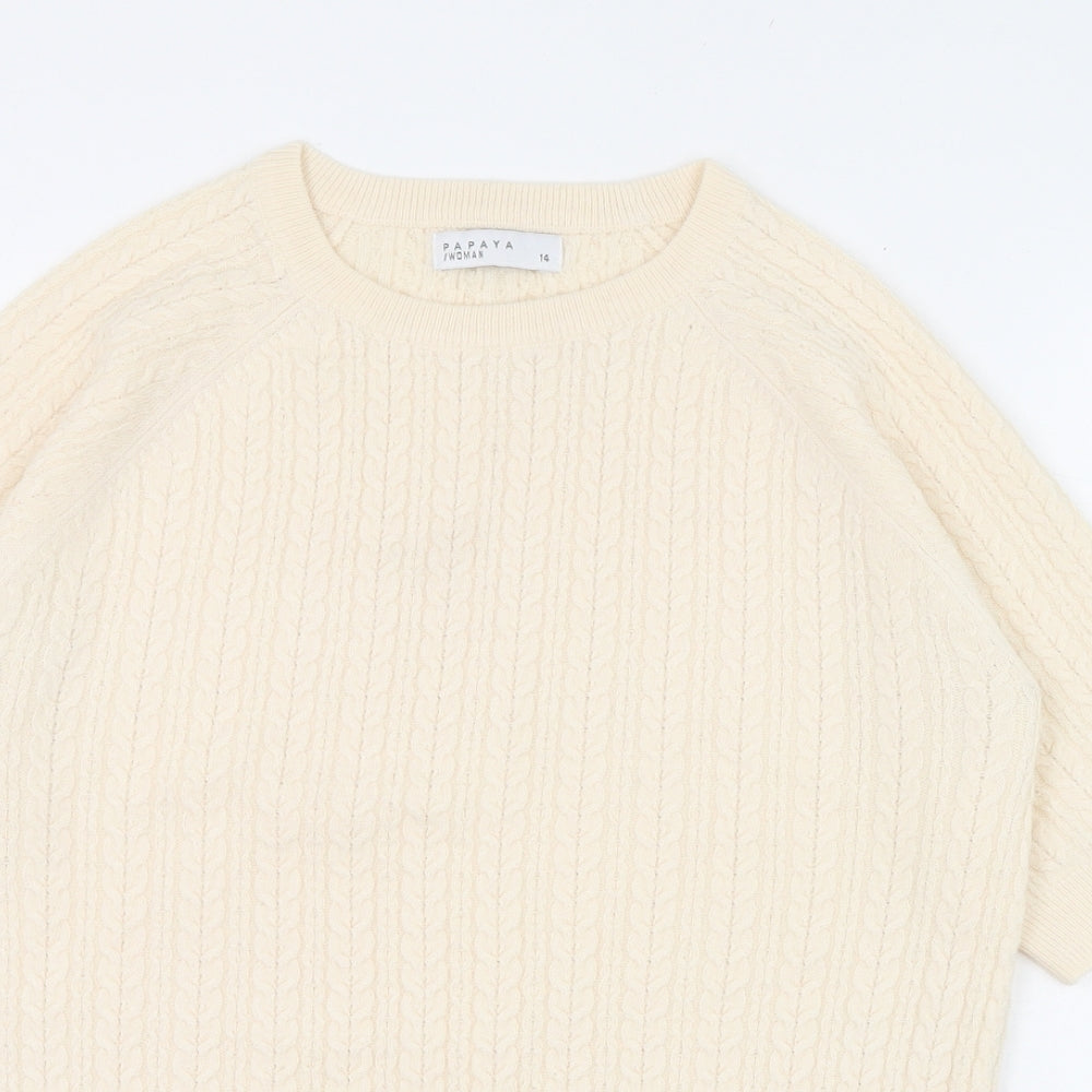 Papaya Womens Ivory Roll Neck  Acrylic Pullover Jumper Size 14