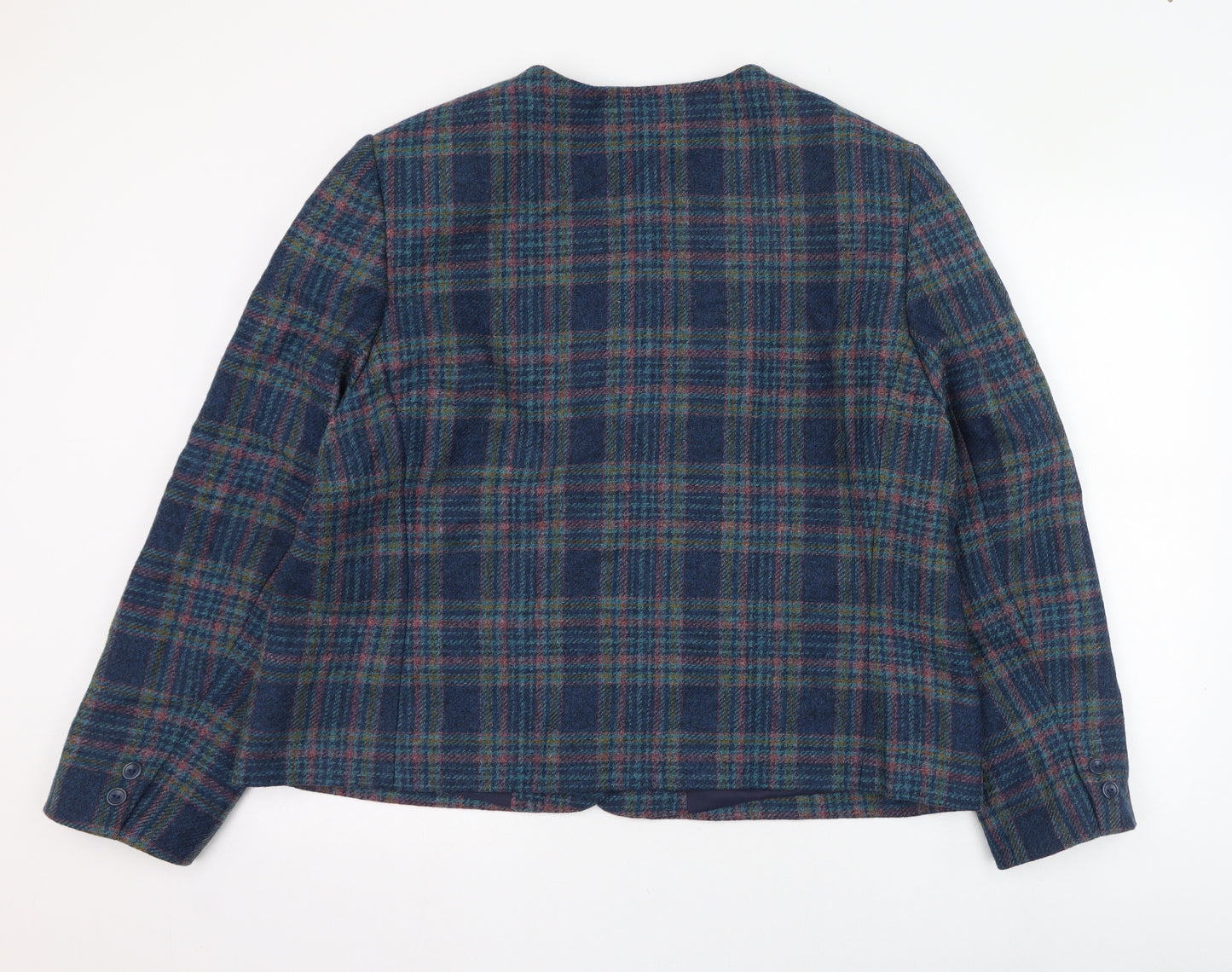 Compliments Womens Blue Check  Jacket Blazer Size 22  Button