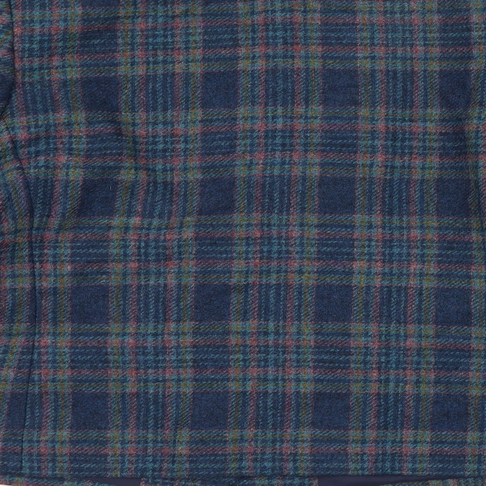 Compliments Womens Blue Check  Jacket Blazer Size 22  Button