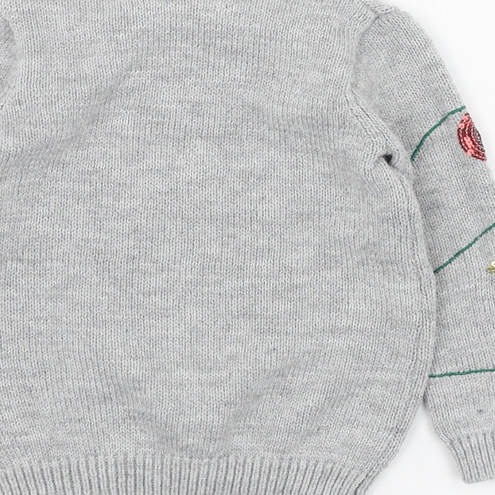 Primark Girls Grey Round Neck  Polyester Pullover Jumper Size 2-3 Years  Pullover - Minnie Mouse, Christmas