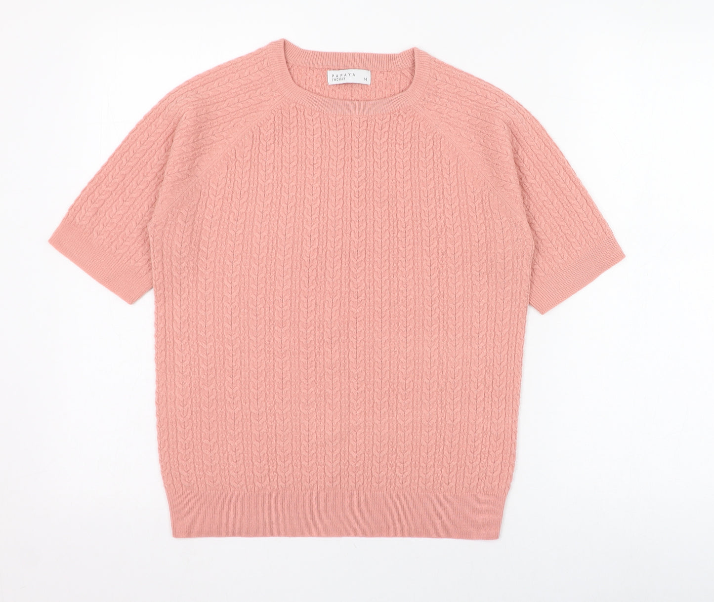 Papaya Womens Pink Round Neck  Acrylic Pullover Jumper Size 14