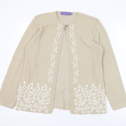 Autonomy Womens Beige Round Neck  Acrylic Cardigan Jumper Size S