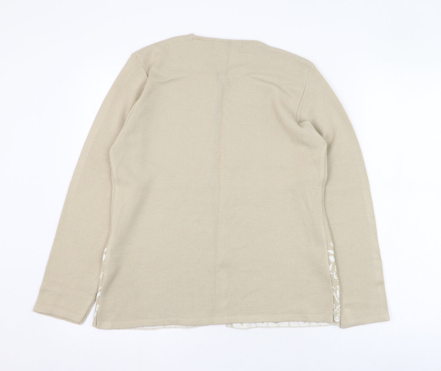 Autonomy Womens Beige Round Neck  Acrylic Cardigan Jumper Size S