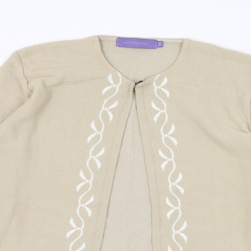 Autonomy Womens Beige Round Neck  Acrylic Cardigan Jumper Size S