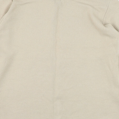 Autonomy Womens Beige Round Neck  Acrylic Cardigan Jumper Size S