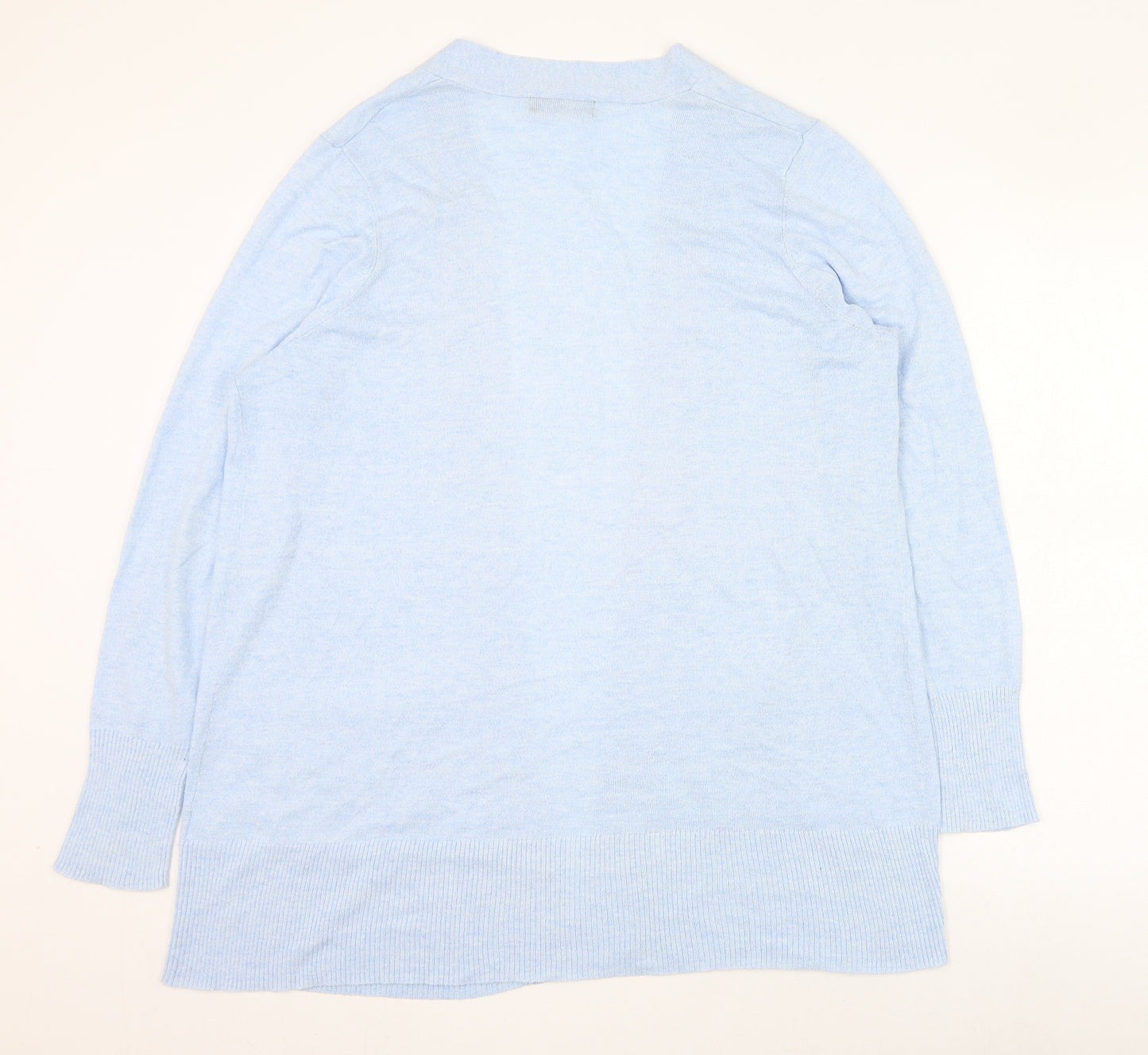 F&F Womens Blue Round Neck  Nylon Cardigan Jumper Size 16