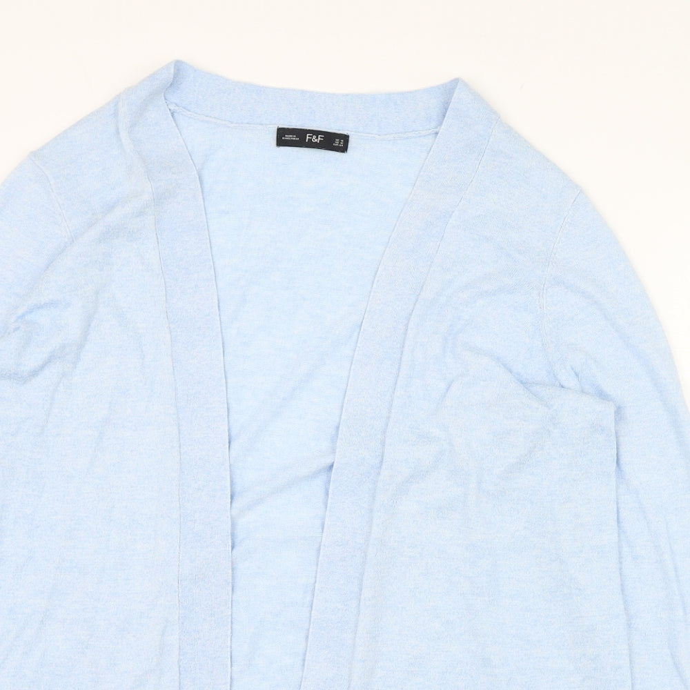 F&F Womens Blue Round Neck  Nylon Cardigan Jumper Size 16