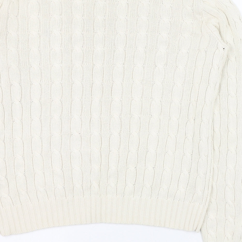 Ralph Lauren Womens Ivory Round Neck  Cotton Pullover Jumper Size L