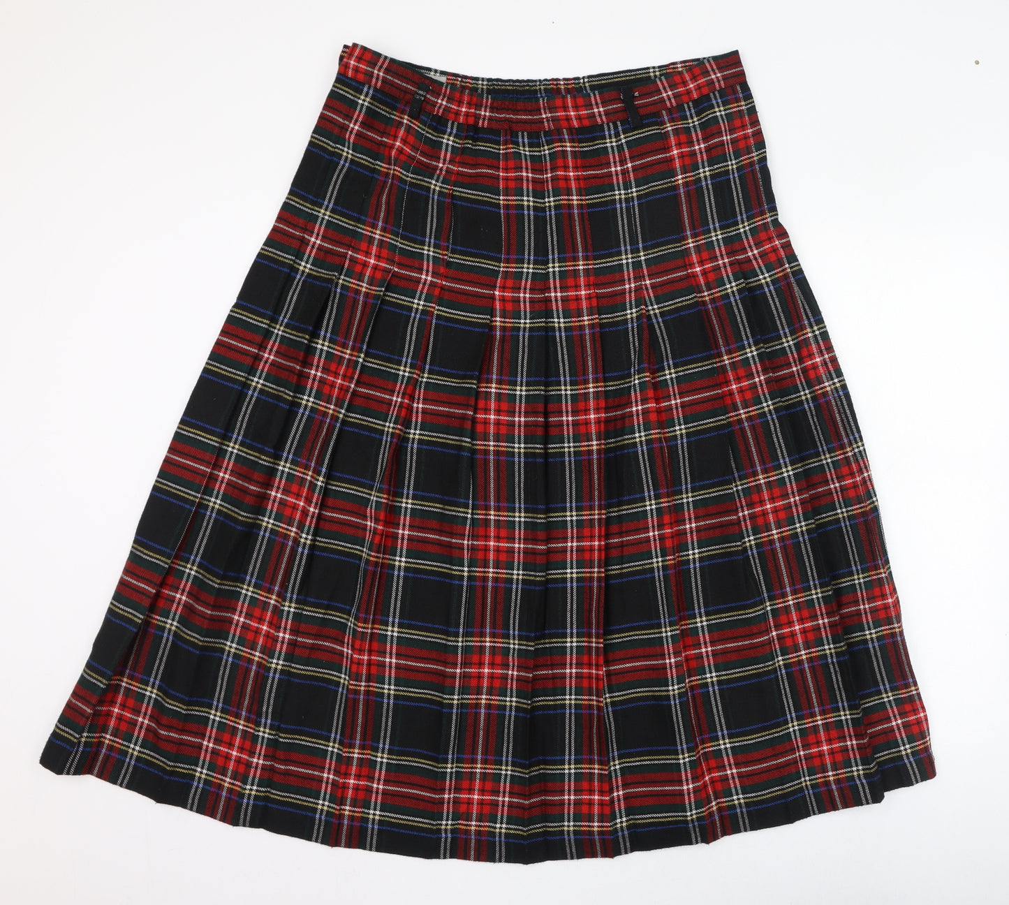 Daxon Womens Black Check Polyester Skater Skirt Size 16   Zip