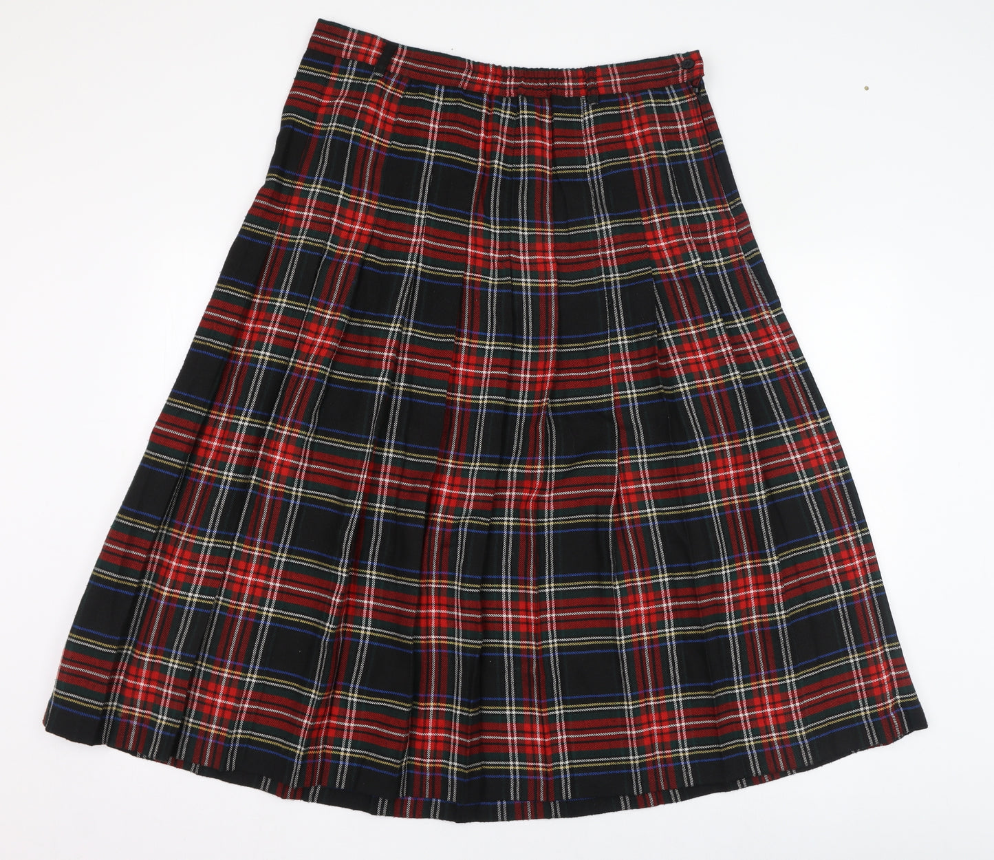 Daxon Womens Black Check Polyester Skater Skirt Size 16   Zip
