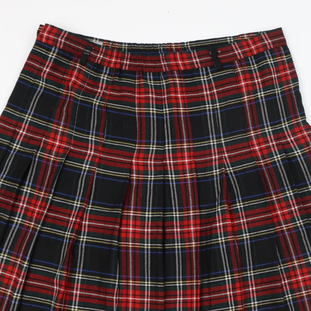 Daxon Womens Black Check Polyester Skater Skirt Size 16   Zip