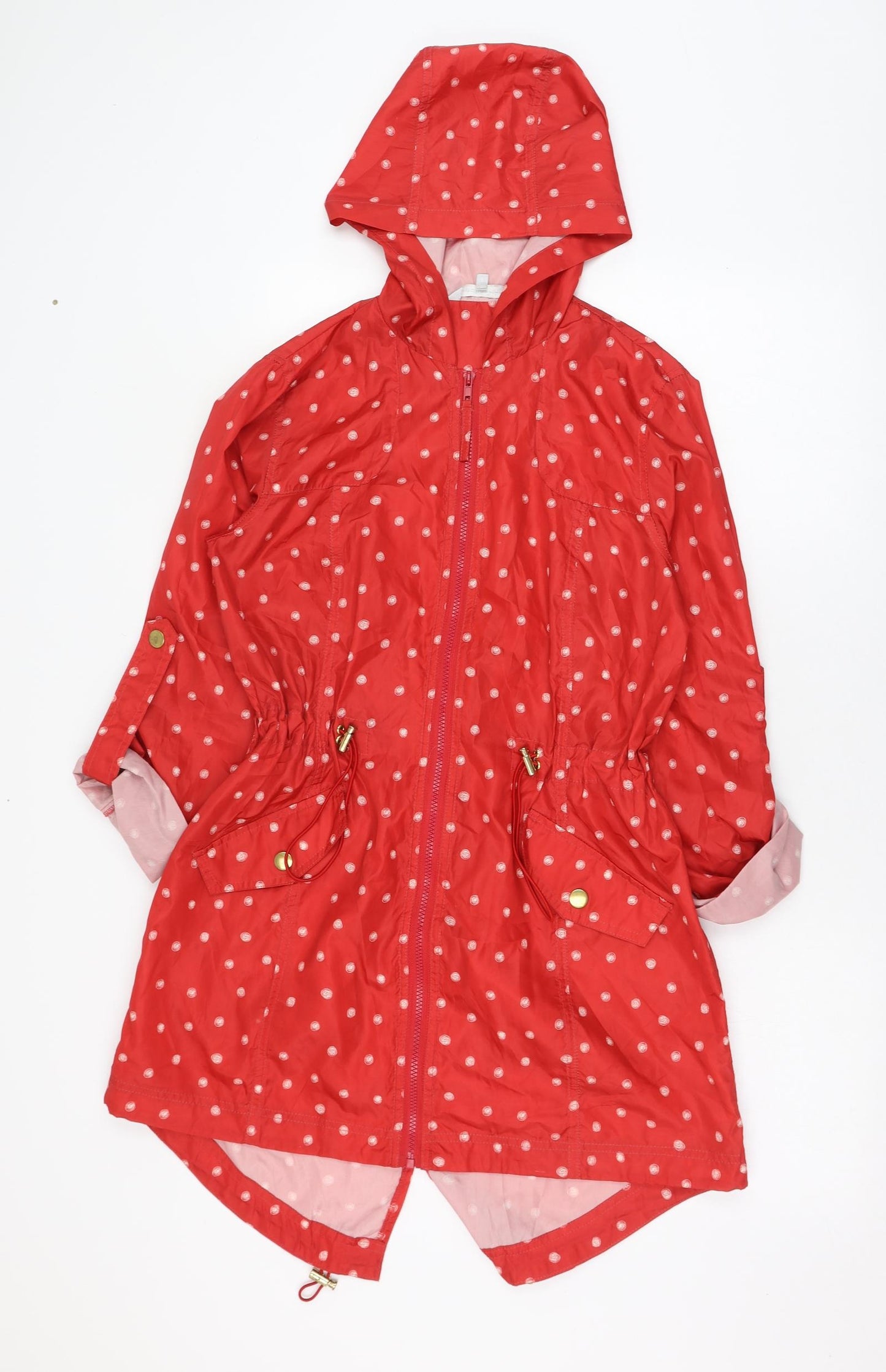 Red Herring Womens Red Polka Dot  Rain Coat Coat Size 10  Zip