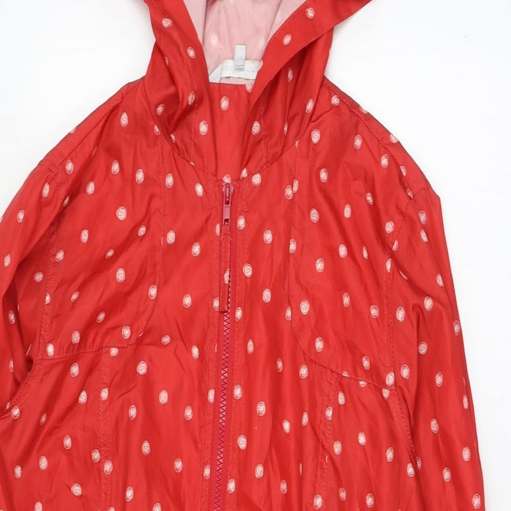 Red Herring Womens Red Polka Dot  Rain Coat Coat Size 10  Zip