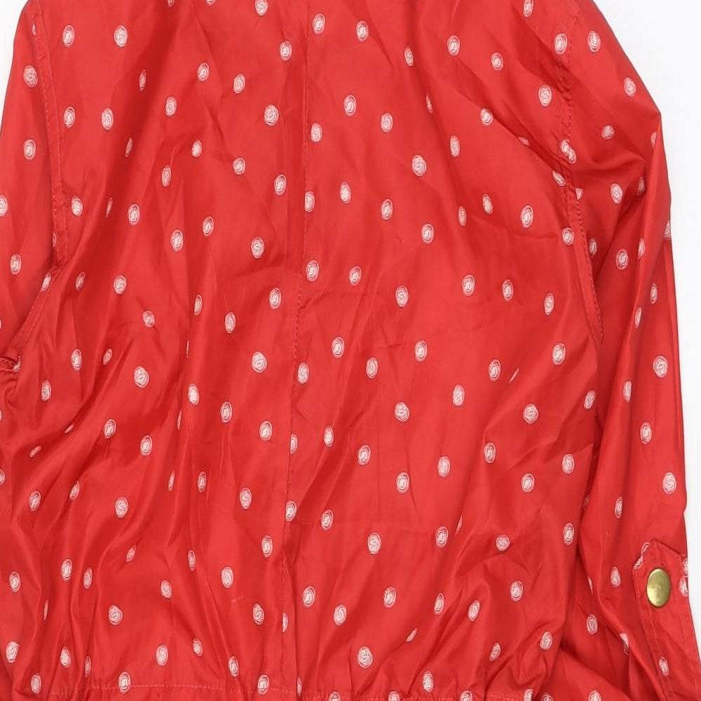 Red Herring Womens Red Polka Dot  Rain Coat Coat Size 10  Zip