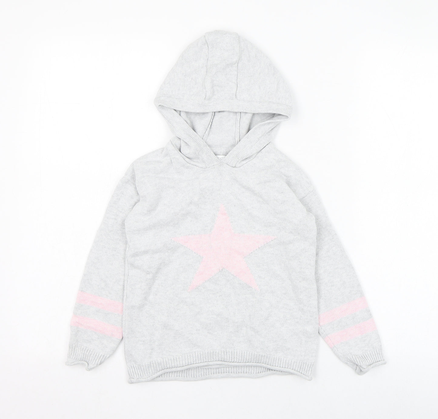 NEXT Girls Grey  Cotton Pullover Hoodie Size 6 Years  Pullover - Star