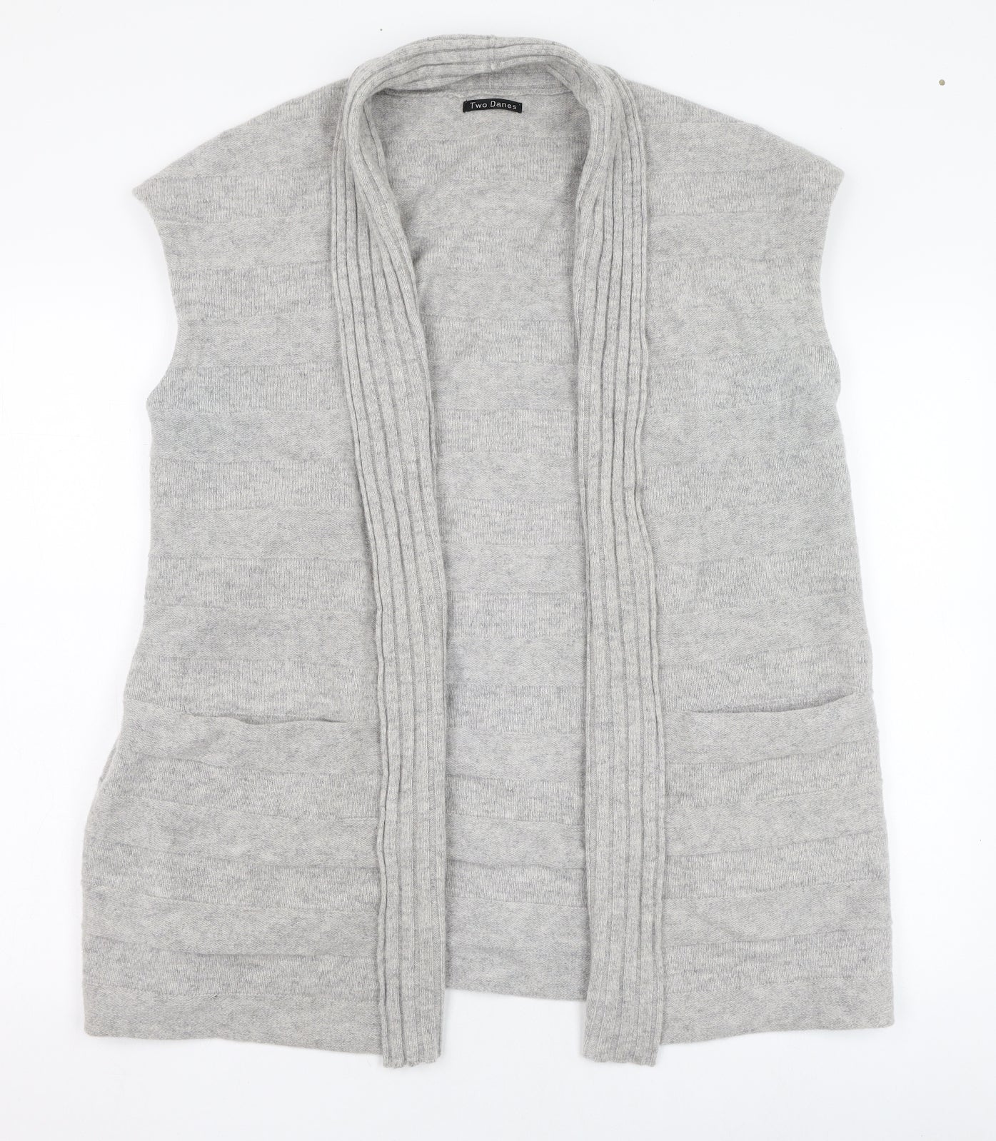 Two Danes Womens Grey Round Neck  Wool Cardigan Jumper Size S