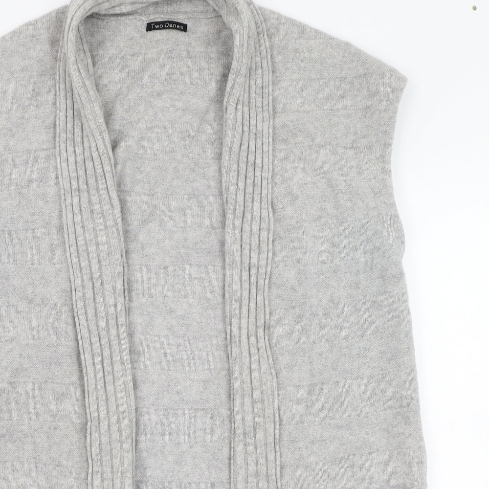 Two Danes Womens Grey Round Neck  Wool Cardigan Jumper Size S