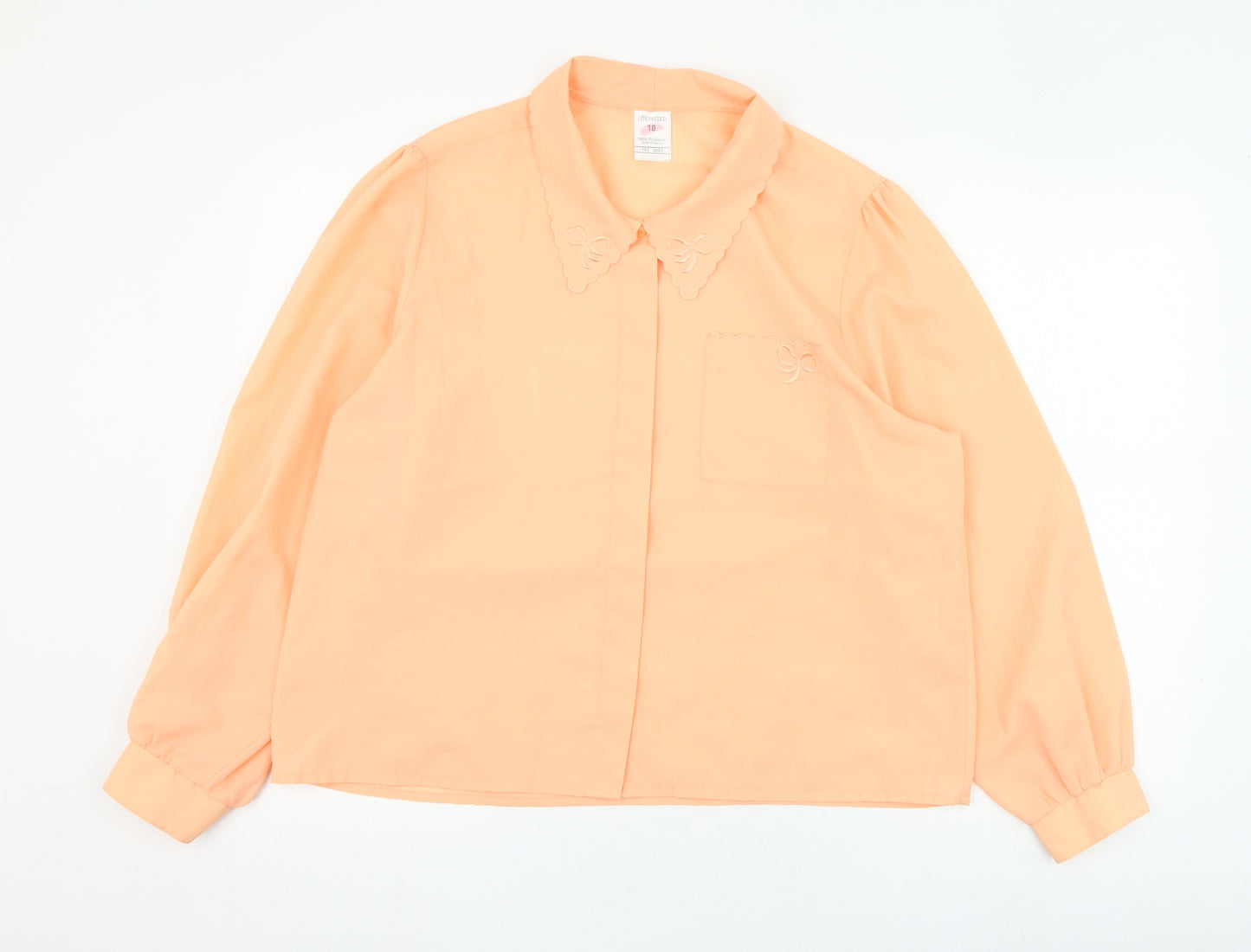 Littlewoods Womens Orange  Polyester Basic Button-Up Size 18 Collared