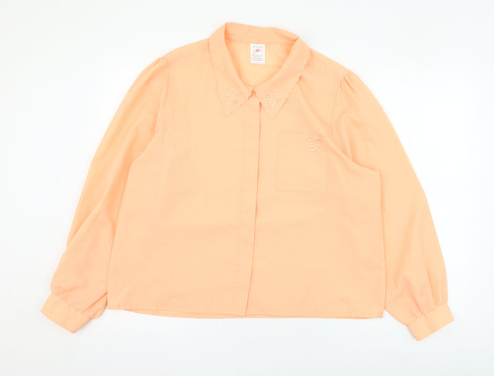 Littlewoods Womens Orange  Polyester Basic Button-Up Size 18 Collared