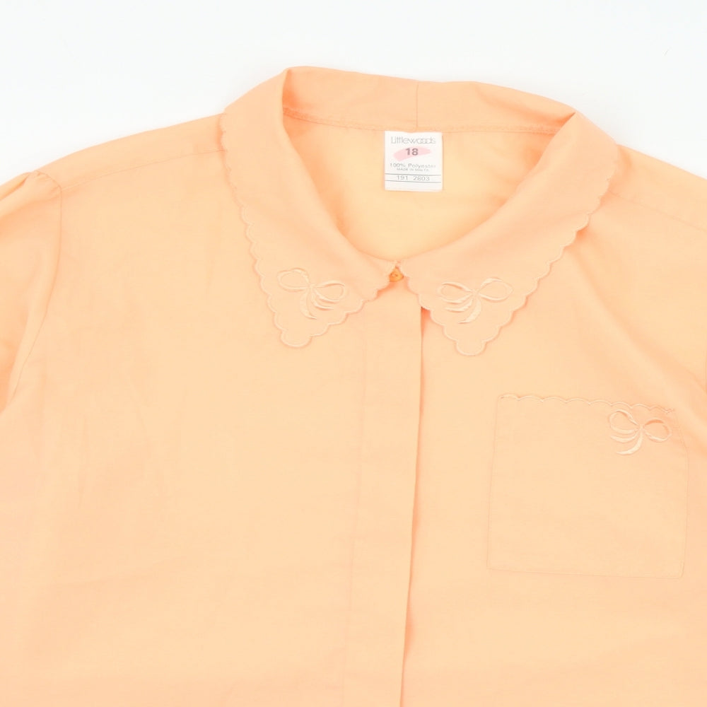 Littlewoods Womens Orange  Polyester Basic Button-Up Size 18 Collared