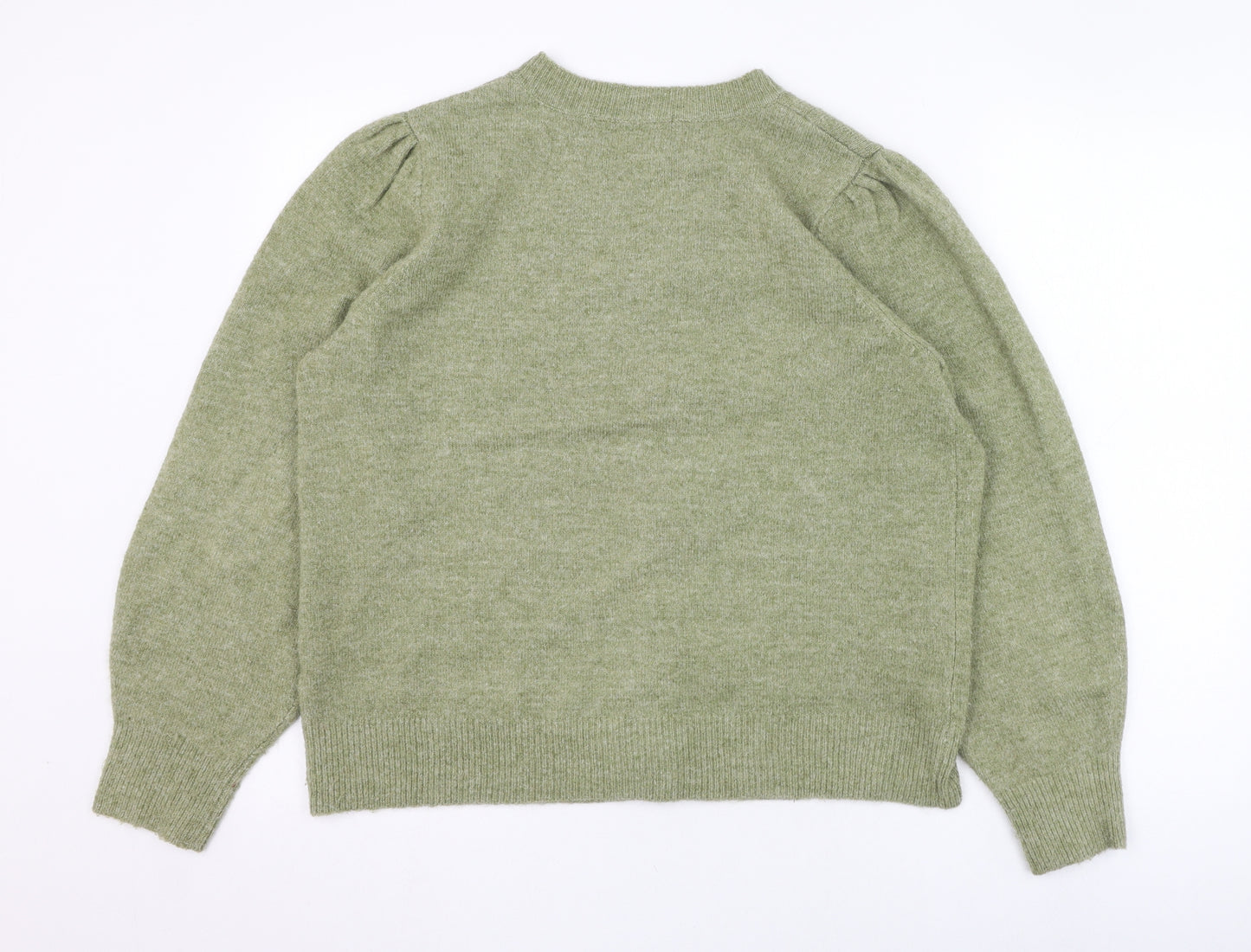 TU Womens Green Round Neck  Acrylic Cardigan Jumper Size 16