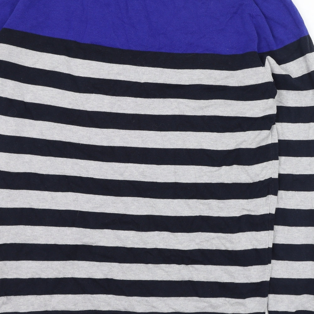 Twisted Gorilla Mens Blue Round Neck Striped Cotton Pullover Jumper Size M