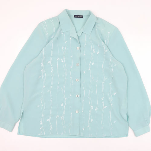 Your Sixth Sense Womens Green  Polyester Basic Button-Up Size 16 Collared