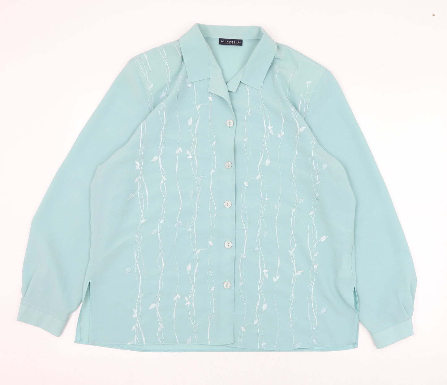 Your Sixth Sense Womens Green  Polyester Basic Button-Up Size 16 Collared