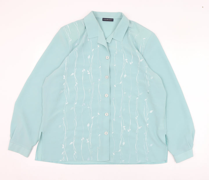 Your Sixth Sense Womens Green Polyester Basic Button-Up Size 16 Collared