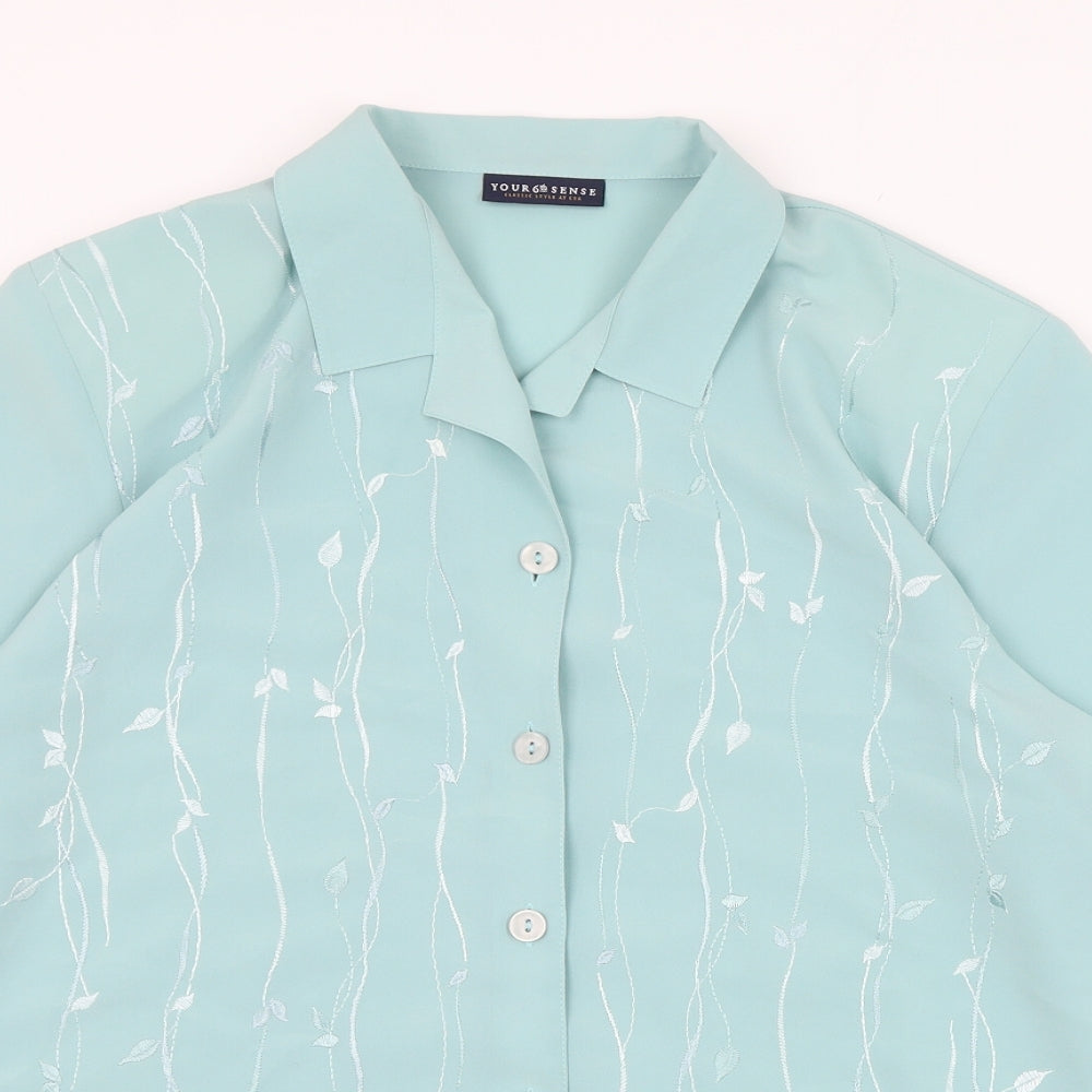 Your Sixth Sense Womens Green  Polyester Basic Button-Up Size 16 Collared