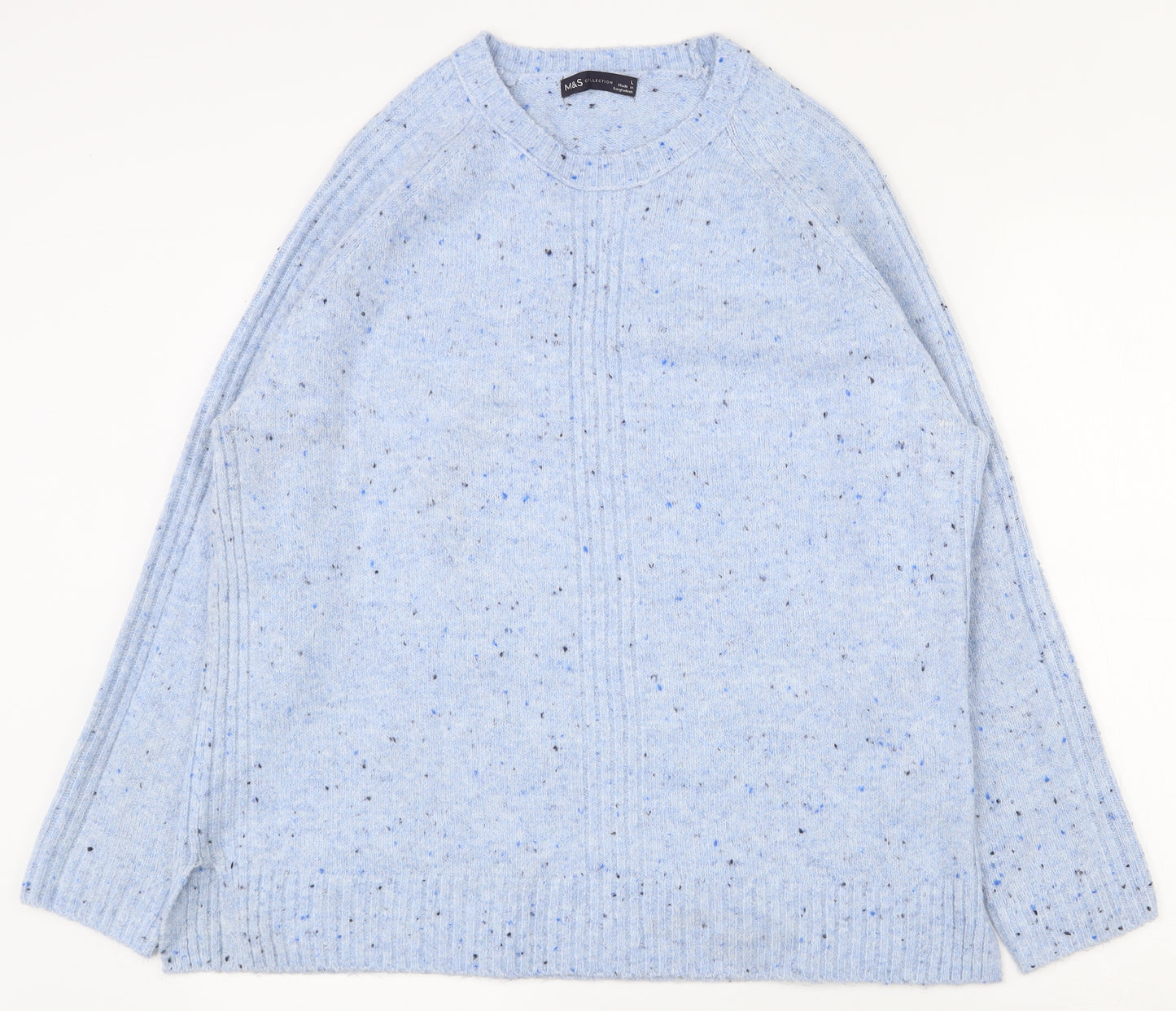 Marks and Spencer Womens Blue Round Neck  Acrylic Pullover Jumper Size L