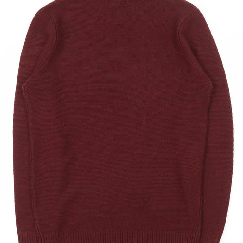 New Look Mens Red Crew Neck  Acrylic Pullover Jumper Size S