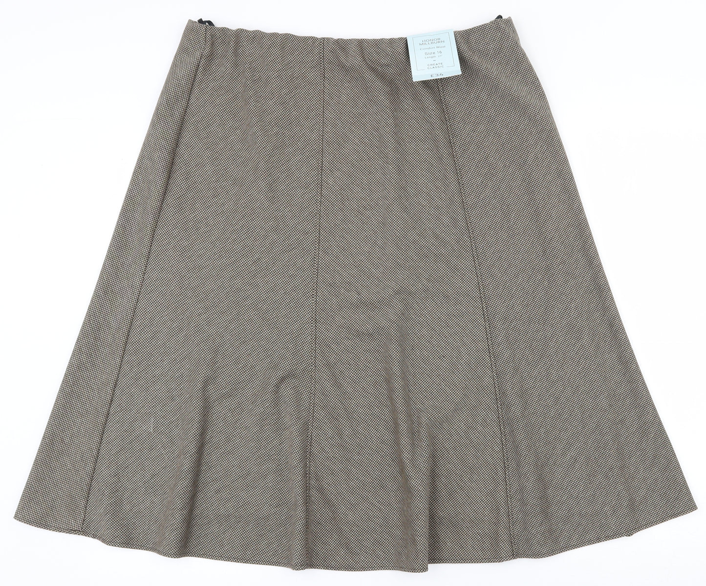 Honor Milburn Womens Brown Houndstooth Polyester Swing Skirt Size 16