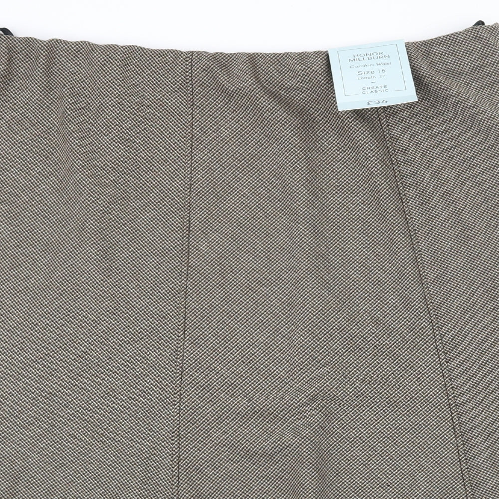 Honor Milburn Womens Brown Houndstooth Polyester Swing Skirt Size 16