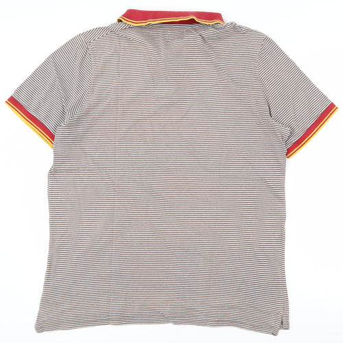 River Island Mens Multicoloured Striped 100% Cotton  Polo Size M Collared Pullover