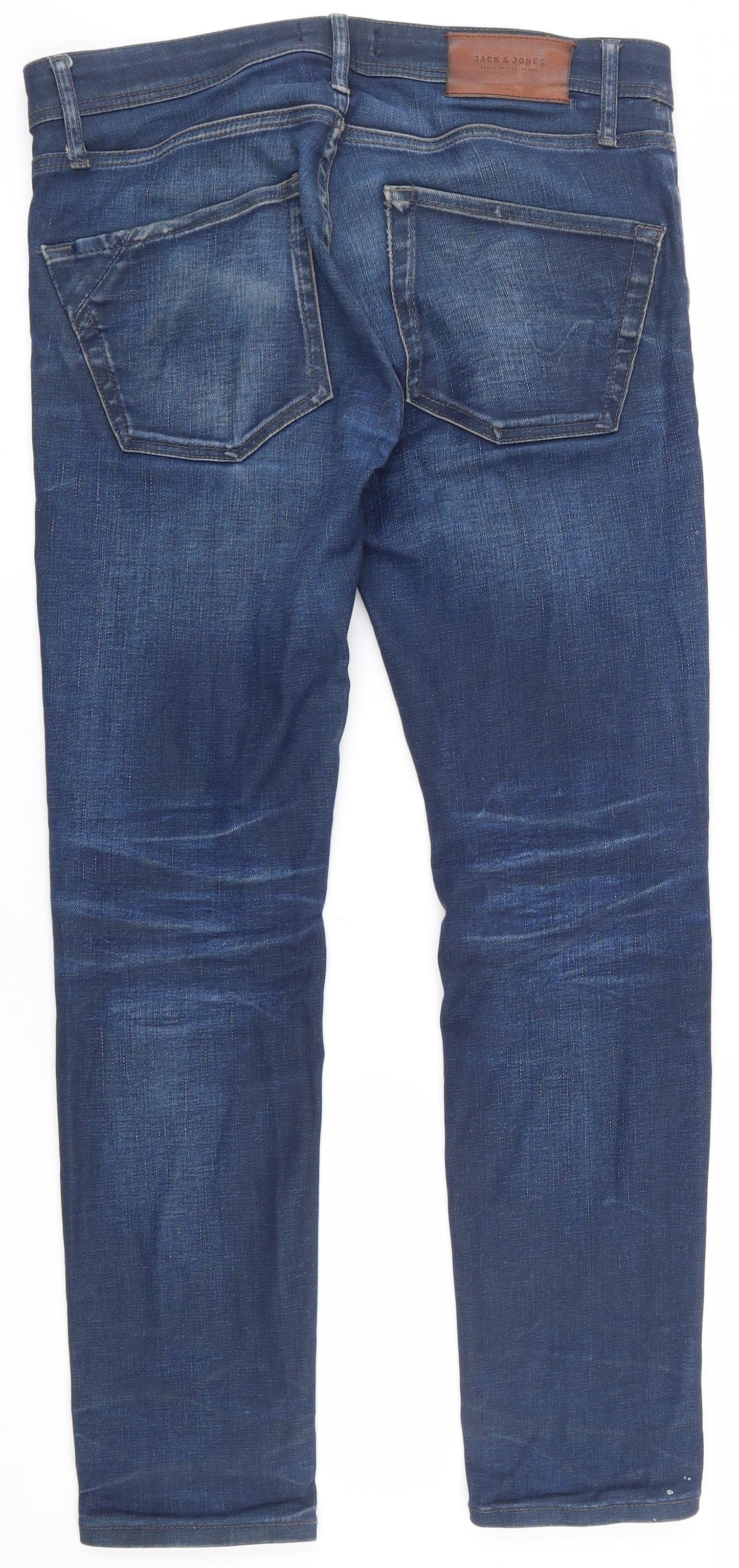 JACK & JONES Mens Blue  Cotton Straight Jeans Size 30 in L28 in Slim Button
