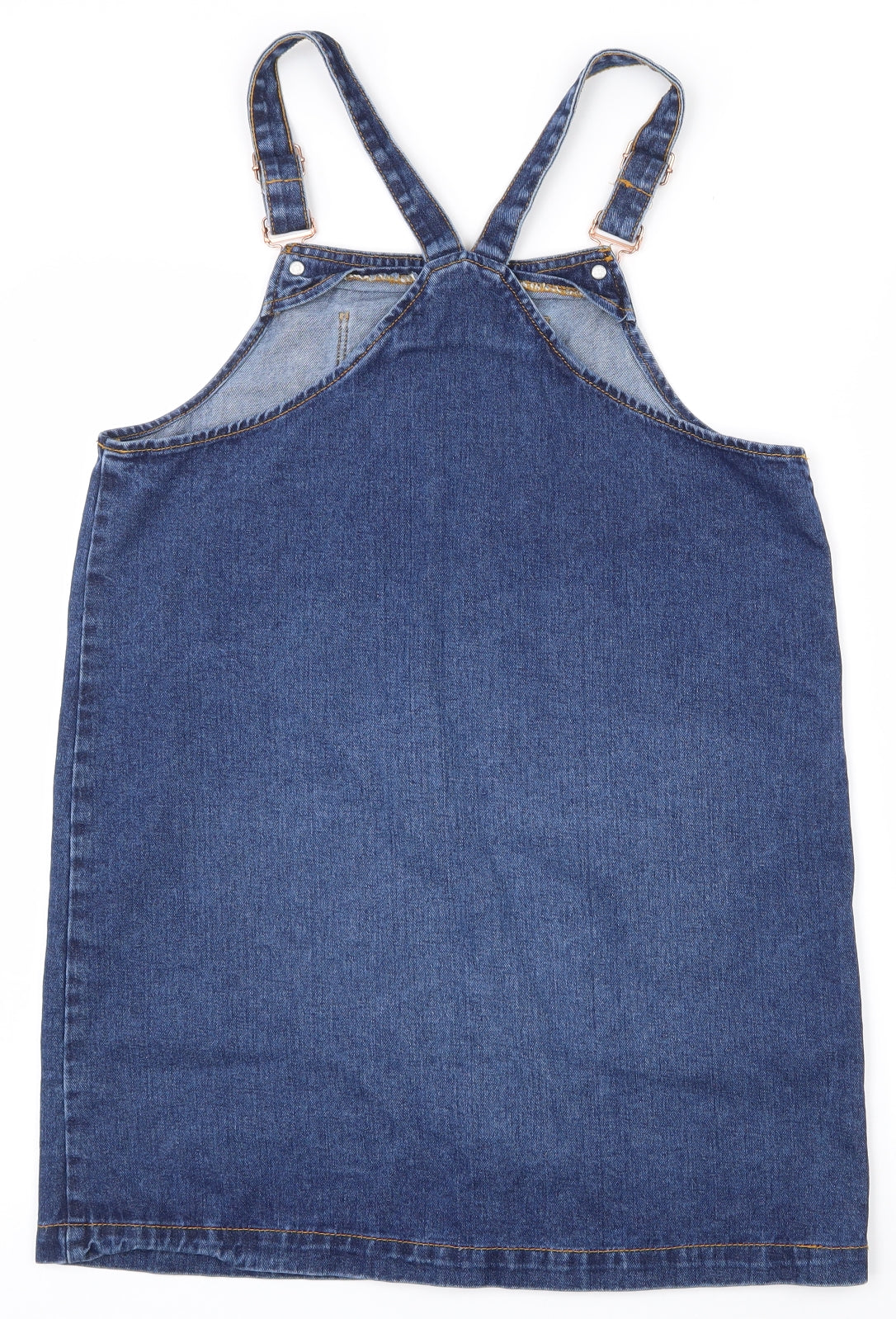 George Girls Blue  Cotton Pinafore/Dungaree Dress  Size 13-14 Years  Square Neck Buckle