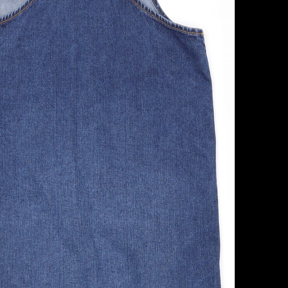 George Girls Blue  Cotton Pinafore/Dungaree Dress  Size 13-14 Years  Square Neck Buckle
