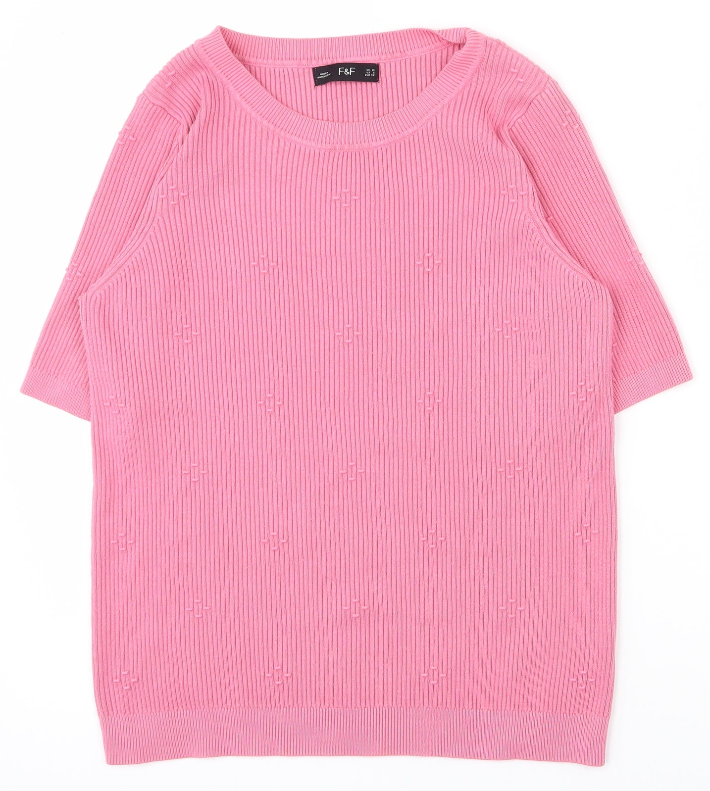 F&F Womens Pink Round Neck  Polyester Pullover Jumper Size 10