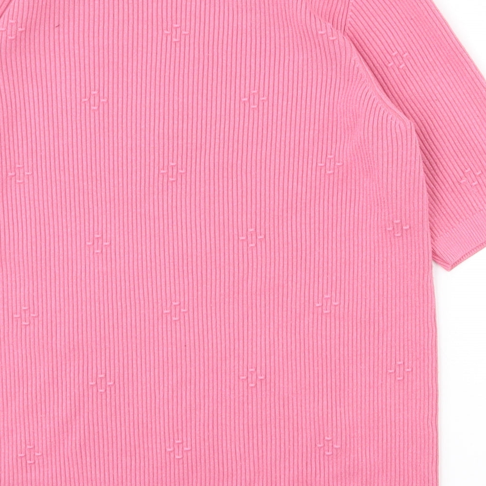 F&F Womens Pink Round Neck  Polyester Pullover Jumper Size 10