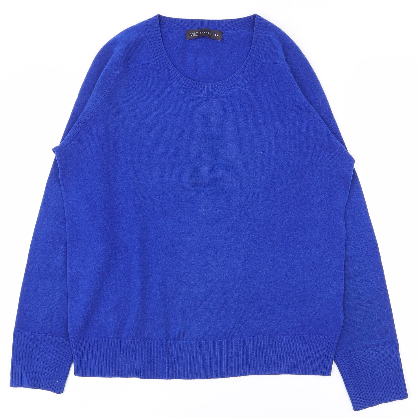 Marks and Spencer Womens Blue Round Neck  Acrylic Pullover Jumper Size 10