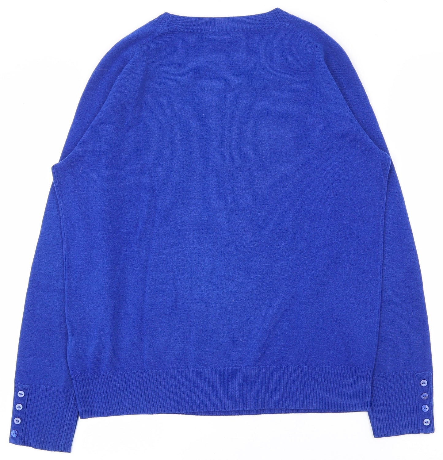 Marks and Spencer Womens Blue Round Neck  Acrylic Pullover Jumper Size 10
