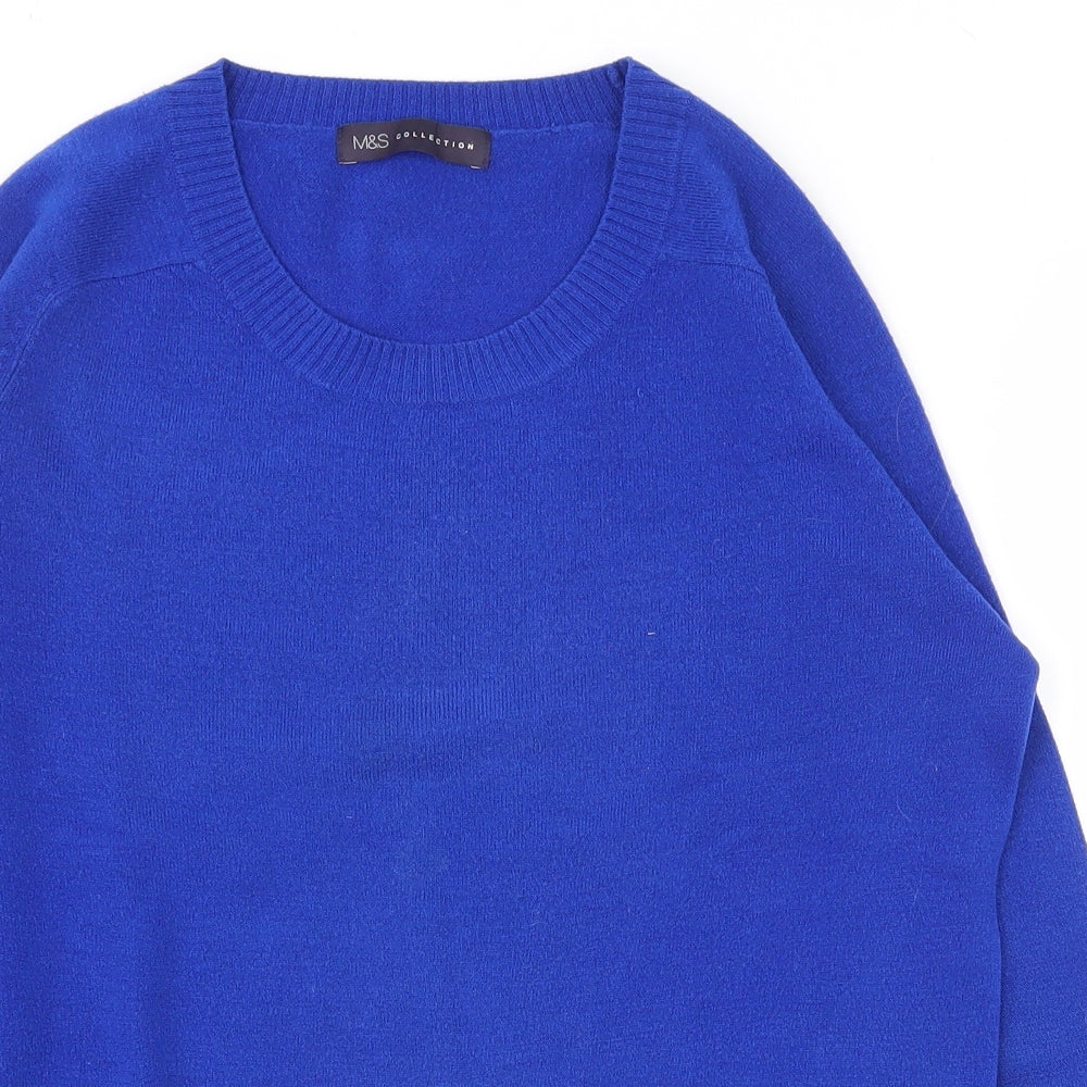 Marks and Spencer Womens Blue Round Neck  Acrylic Pullover Jumper Size 10