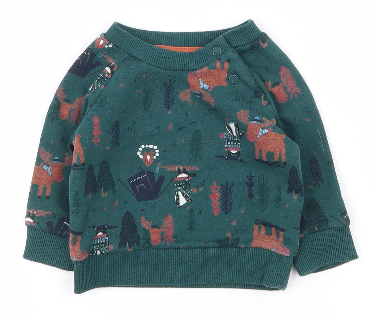 Primark Baby Green  Cotton Pullover Jumper Size 0-3 Months  Snap - Sweatshirt