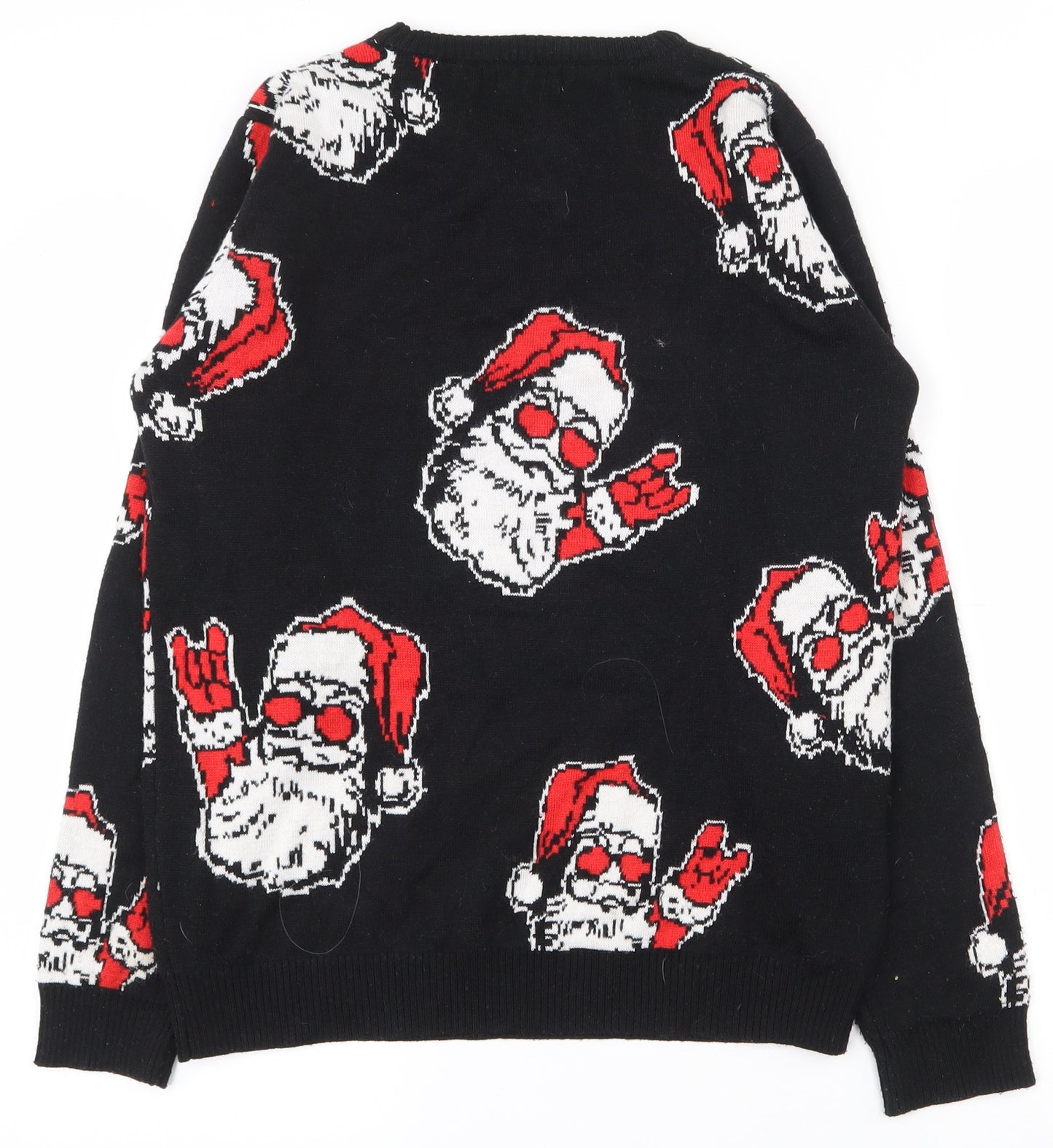 Primark Boys Black Crew Neck  Polyester Pullover Jumper Size 13-14 Years  Pullover - Christmas jumper