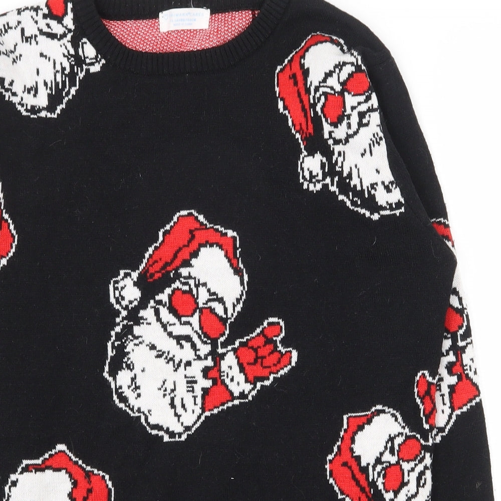 Primark Boys Black Crew Neck  Polyester Pullover Jumper Size 13-14 Years  Pullover - Christmas jumper